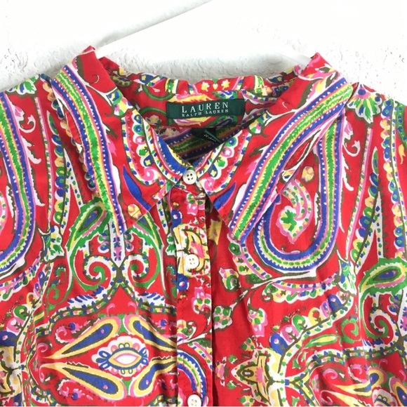 Ralph Lauren Paisley Button Shirt Plus Women Size 3X Multicolor Red - Picture 3 of 12